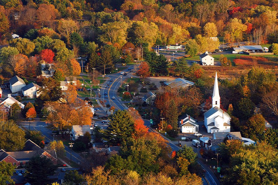 New Britain, CT - Classic New England Town With a White Church and a Large Steeple